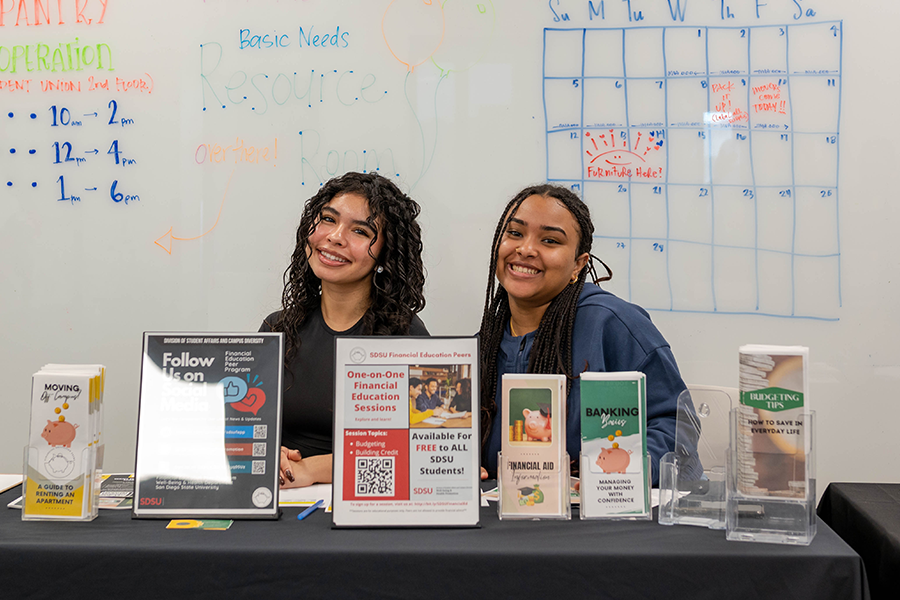 two people tabling